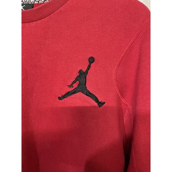 Jordan Pullover Sweatshirt Embroidered Logo Spellout Red Crew‎ Neck - Picture 1 of 6